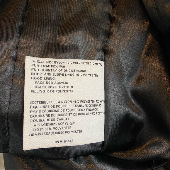 Laundry Shelli Segal Small Genuine Fox Fur Hood Black Zip Up Belted Jacket Coat - Picture 10 of 12